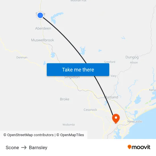 Scone to Barnsley map