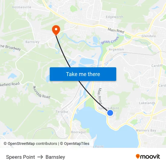 Speers Point to Barnsley map