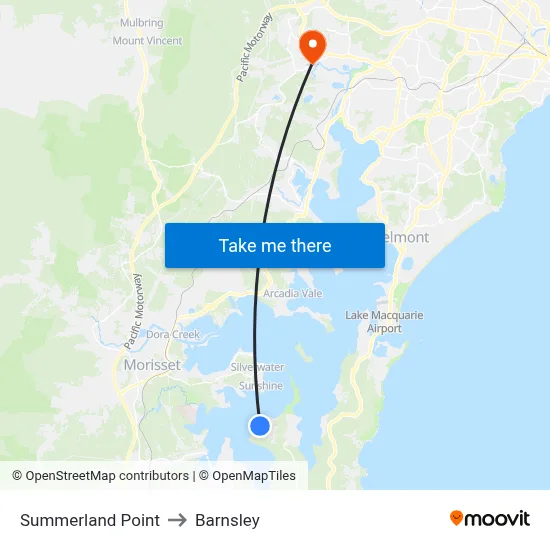 Summerland Point to Barnsley map