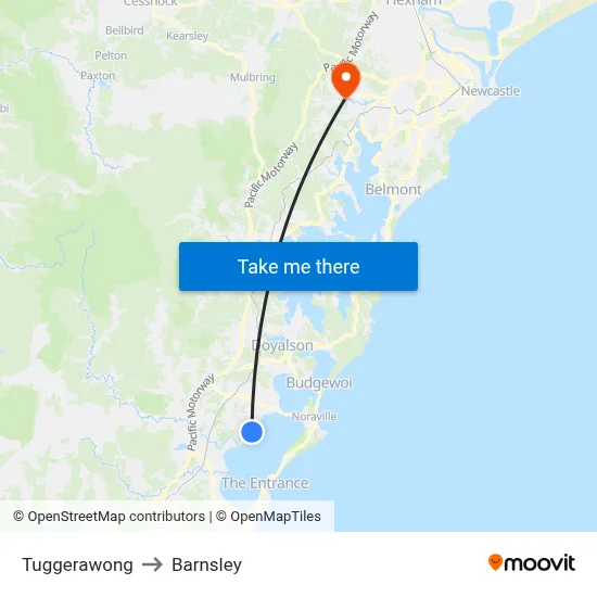 Tuggerawong to Barnsley map