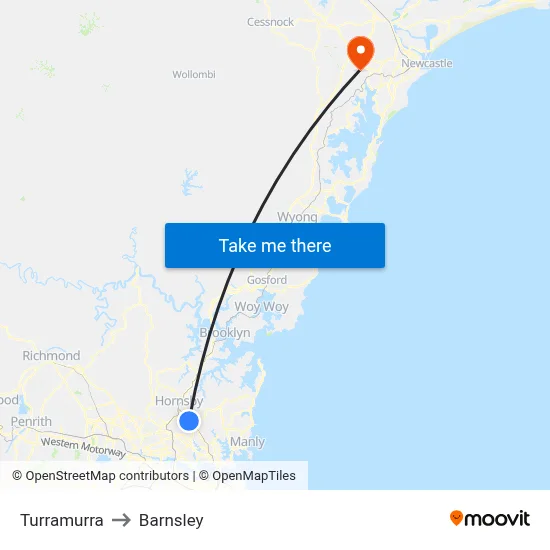 Turramurra to Barnsley map