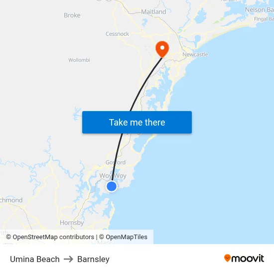 Umina Beach to Barnsley map