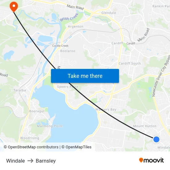 Windale to Barnsley map