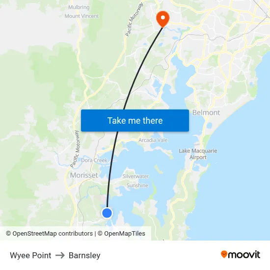 Wyee Point to Barnsley map
