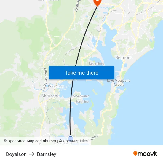 Doyalson to Barnsley map