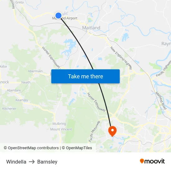 Windella to Barnsley map