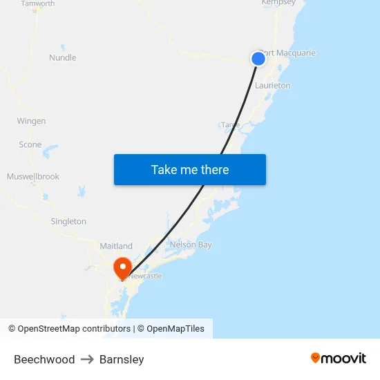 Beechwood to Barnsley map