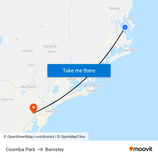Coomba Park to Barnsley map