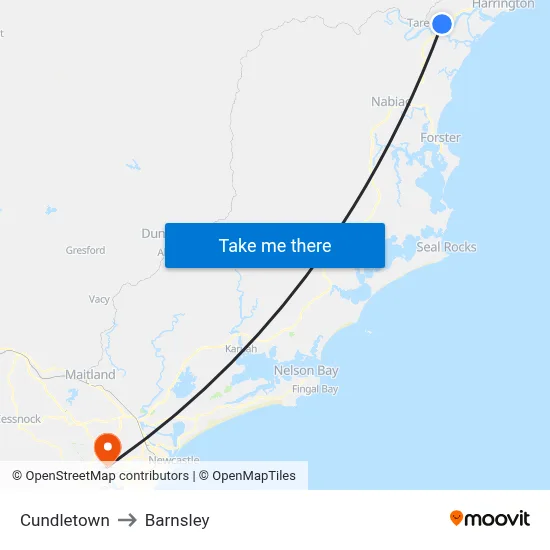 Cundletown to Barnsley map