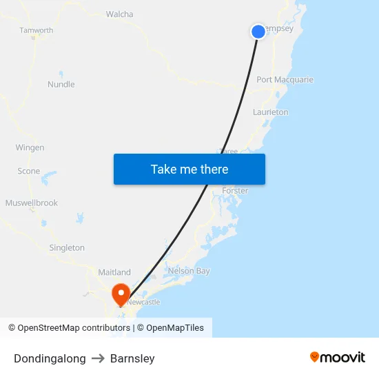 Dondingalong to Barnsley map