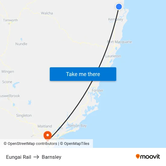 Eungai Rail to Barnsley map