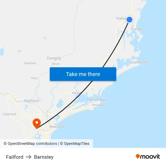 Failford to Barnsley map