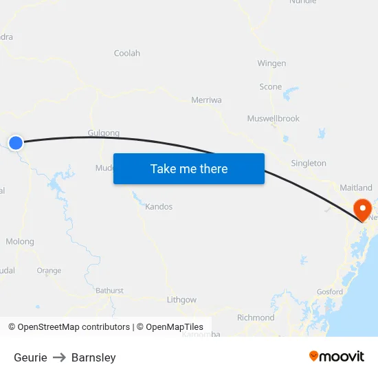 Geurie to Barnsley map