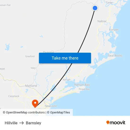 Hillville to Barnsley map