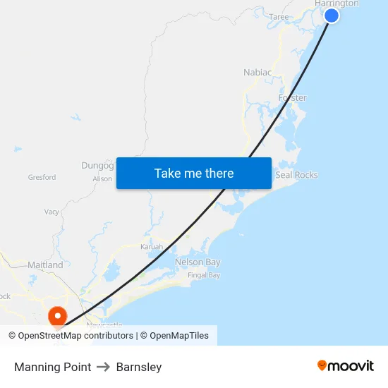 Manning Point to Barnsley map