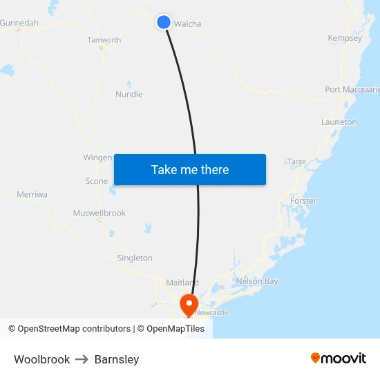 Woolbrook to Barnsley map