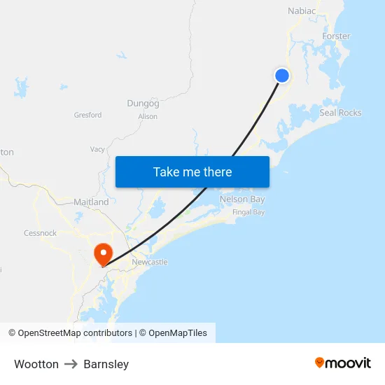 Wootton to Barnsley map