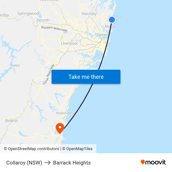 Collaroy (NSW) to Barrack Heights map