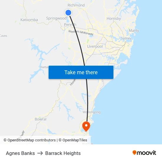 Agnes Banks to Barrack Heights map