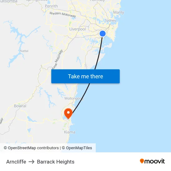 Arncliffe to Barrack Heights map