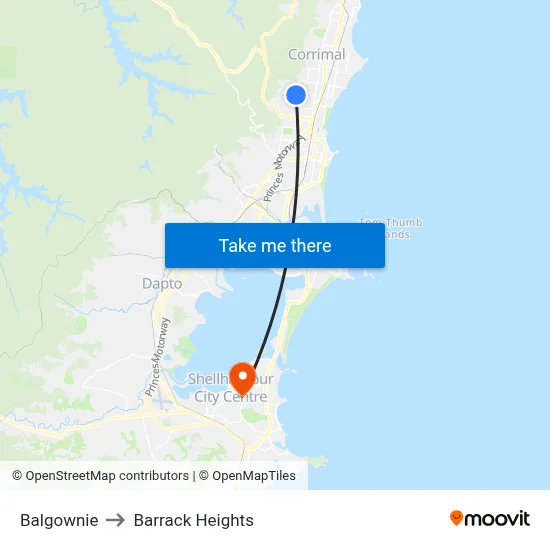 Balgownie to Barrack Heights map