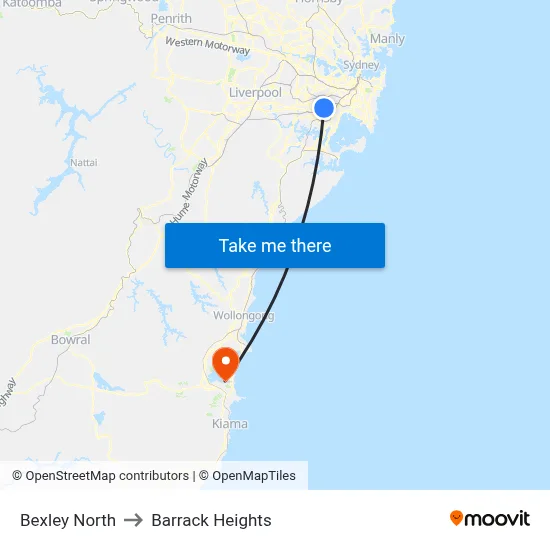 Bexley North to Barrack Heights map