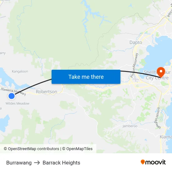 Burrawang to Barrack Heights map