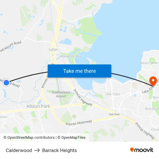 Calderwood to Barrack Heights map