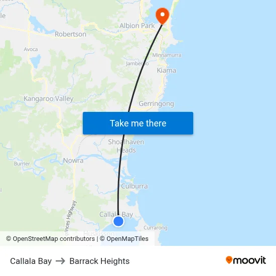 Callala Bay to Barrack Heights map
