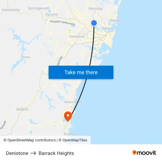 Denistone to Barrack Heights map