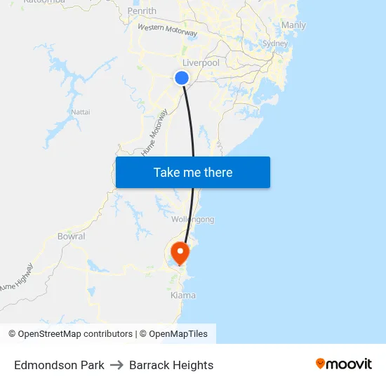 Edmondson Park to Barrack Heights map