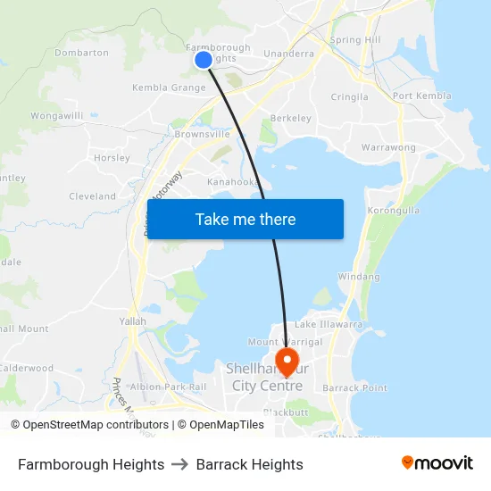 Farmborough Heights to Barrack Heights map