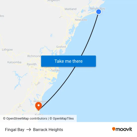 Fingal Bay to Barrack Heights map