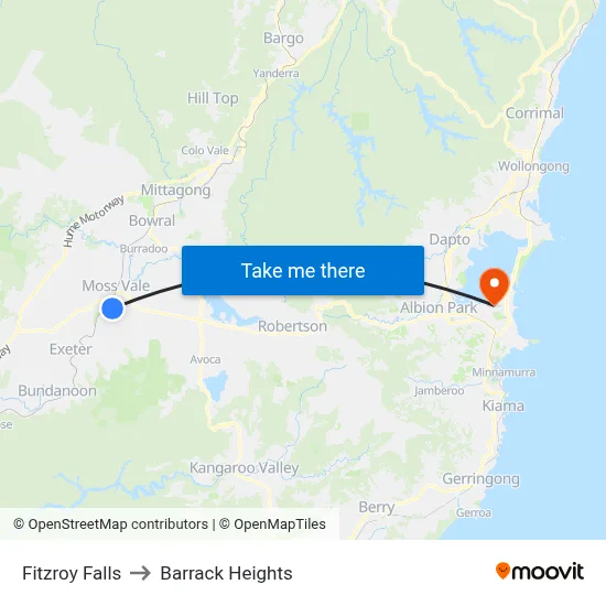 Fitzroy Falls to Barrack Heights map