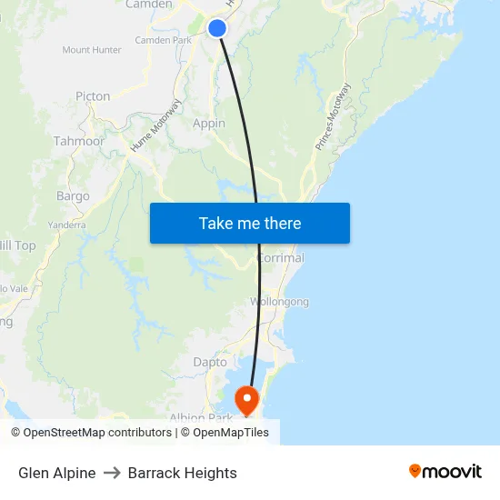Glen Alpine to Barrack Heights map