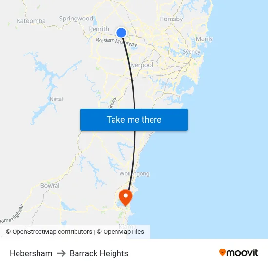 Hebersham to Barrack Heights map