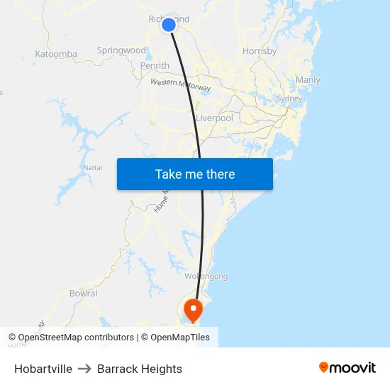 Hobartville to Barrack Heights map
