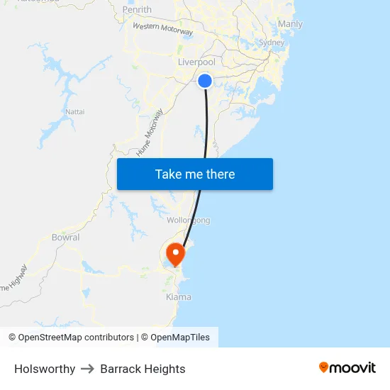 Holsworthy to Barrack Heights map