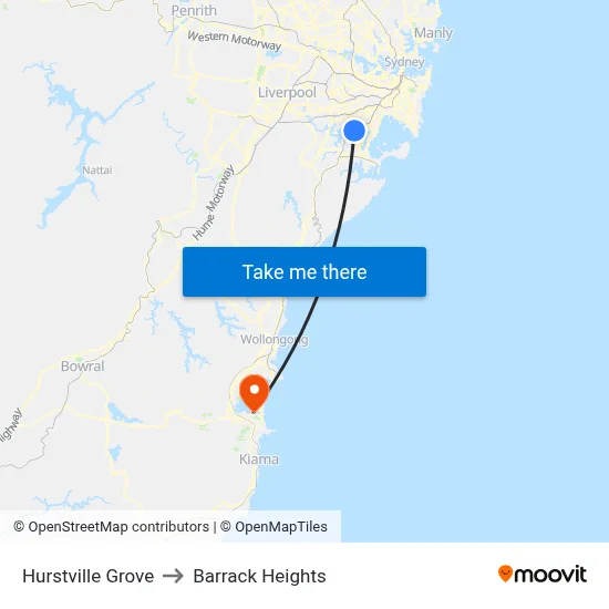 Hurstville Grove to Barrack Heights map