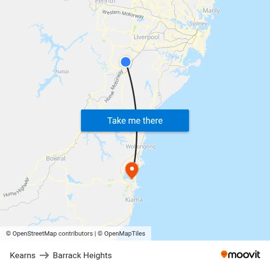 Kearns to Barrack Heights map