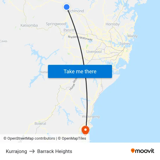 Kurrajong to Barrack Heights map