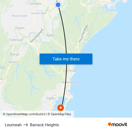 Leumeah to Barrack Heights map