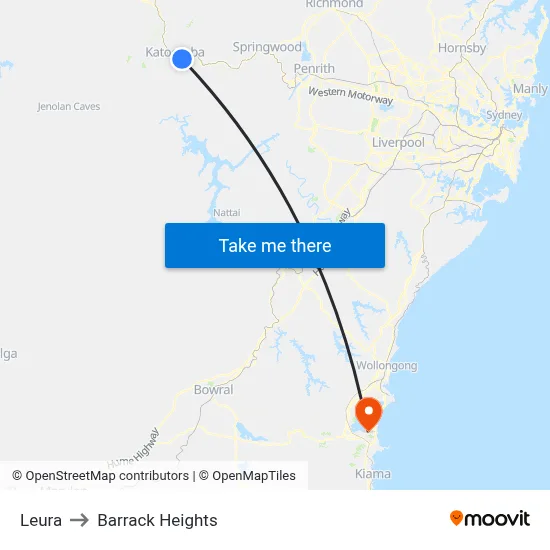 Leura to Barrack Heights map