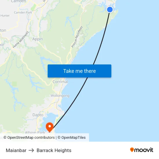 Maianbar to Barrack Heights map