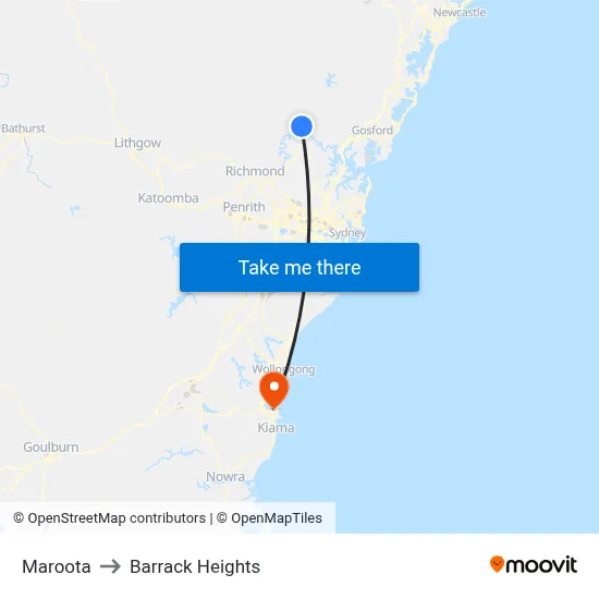 Maroota to Barrack Heights map