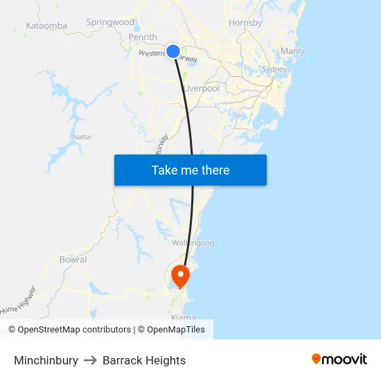 Minchinbury to Barrack Heights map