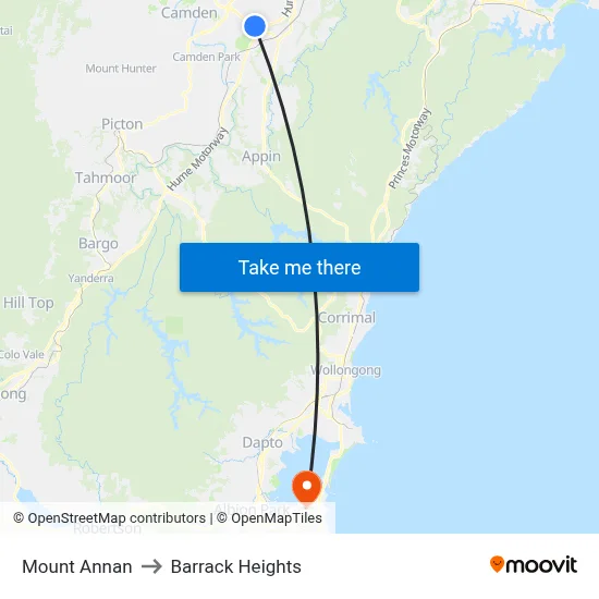 Mount Annan to Barrack Heights map