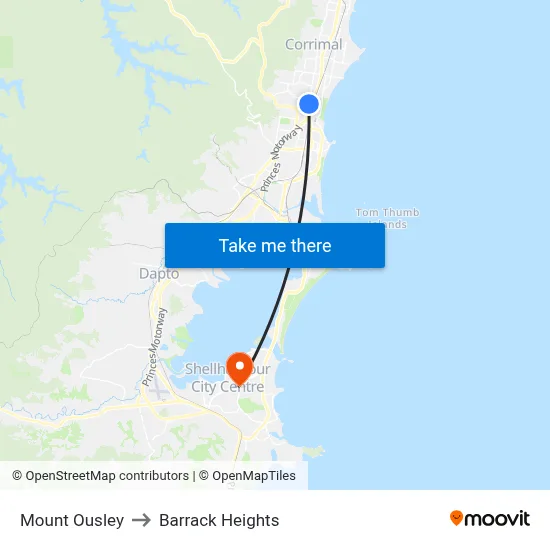Mount Ousley to Barrack Heights map