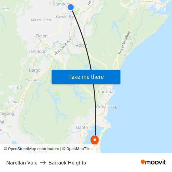 Narellan Vale to Barrack Heights map