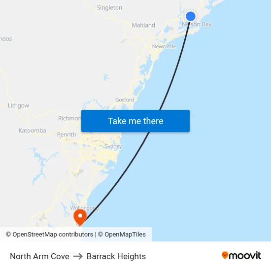 North Arm Cove to Barrack Heights map